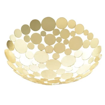 

Innovative Storage Basket Fruit Bowl Round Decoration Holder Stand Vegetable Bread Candy Hollow Round Wrought Iron Fruit Plate(G