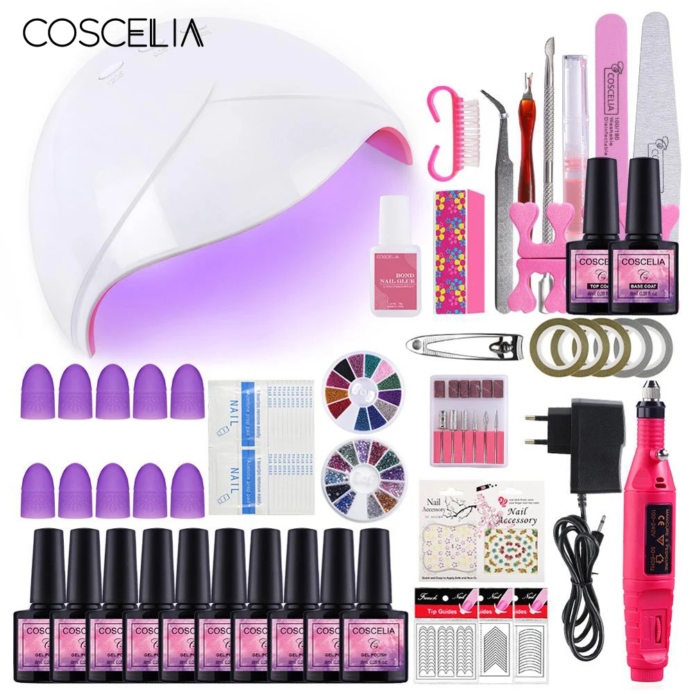 

COSCELIA Manicure Set Lamp UV LED Gel Nail Polish For Nails Art Electric Manicure Machine Nail Drill Nail Art Kit Gel Polish Set