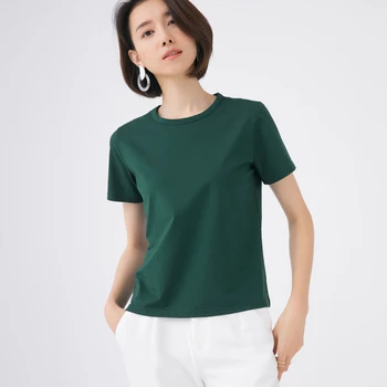 

New Summer T Shirt Women Knitted Casual Short Sleeves Top O-Neck Tshirt Slim Kintwear Female T-shirt
