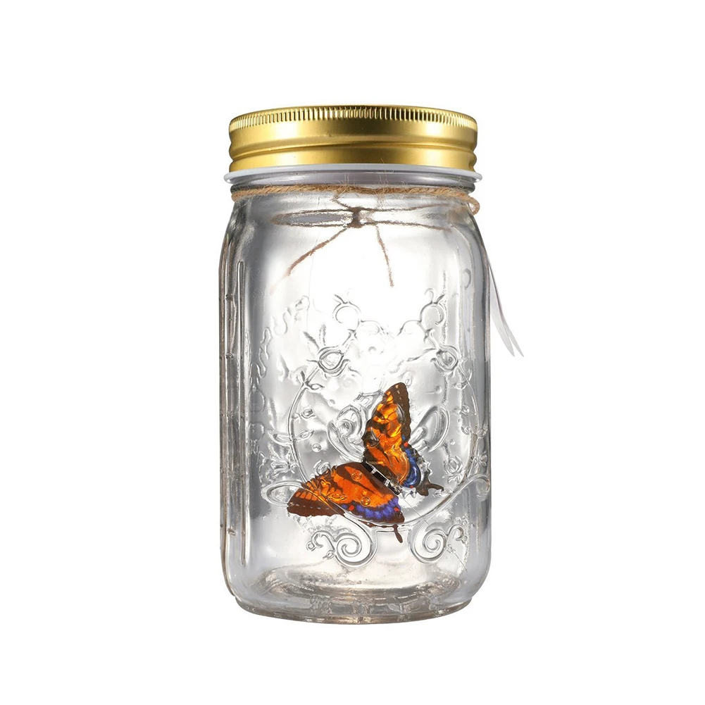 Children With LED Lamp Electronic Home Decoration Glass Bottle Romantic Beautiful Birthday Butterfly Jar Novelty Light Gift - Испускаемый цвет: Orange