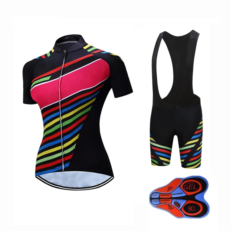 women cycling kit Женские и мужские велосипедные майки, набор велосипедной одежды, командная одежда, быстросохнущие гелевые комплекты с нагрудником, одежда Ropa Ciclismo uniformes Maillot, спортивная одежда - Цвет: women cycling kit