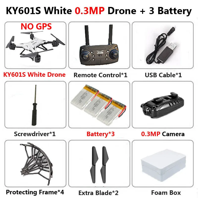 KY601G KY601S Профессиональный Дрон с камерой 4K HD 5G WiFi gps FPV дистанционное управление расстояние 2 км RC Квадрокоптер вертолет детские игрушки - Цвет: KY601S 0.3MP W 3B