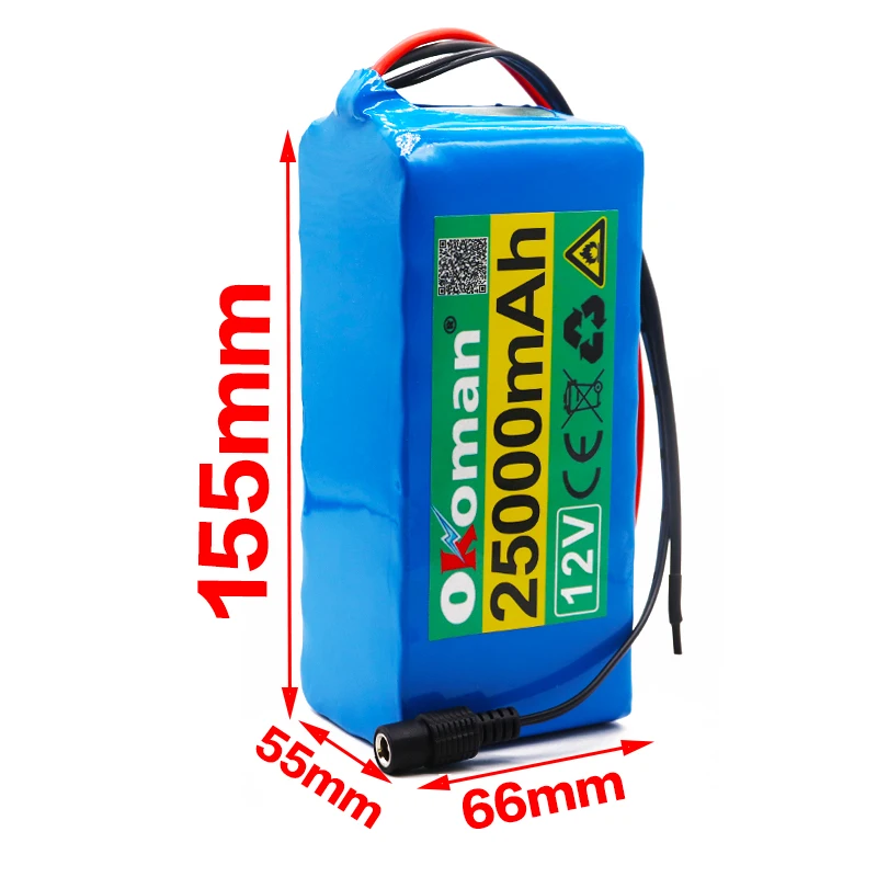 18650 12V аккумулятор большой емкости 12v 25ah 18650 литиевая батарея Защитная плата 12v 25000mAh емкость+ зарядное устройство