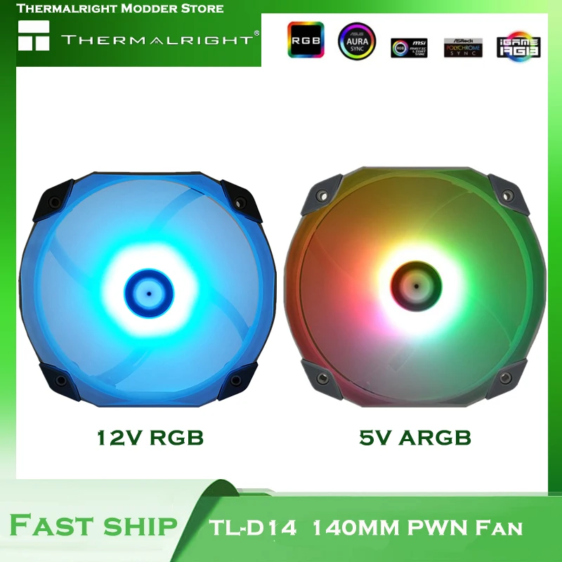 Охлаждающий вентилятор для компьютера Thermalright 14 см ШИМ 12 В/5 В RGB с монтажным