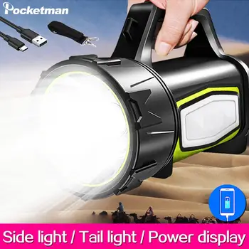 

Powerful Double Side Light Searchlight LED Portable Lantern With Strap USB Rechargeable Work Light Hand Lamp Built-in Battery