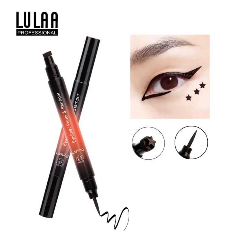 

LULAA Two-headed Waterproof Eyeliner Stamper Make Up Long Lasting Soft Black Liquid Eye Liner Pen Beauty Comestics Makeup TSLM1