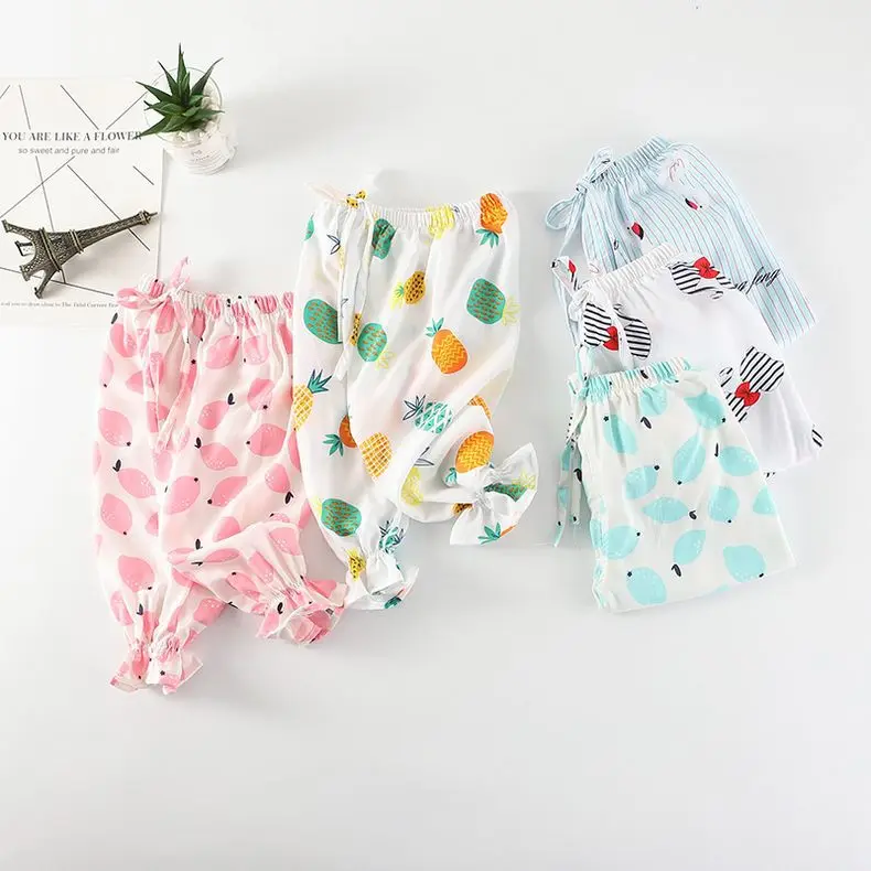 

19 Childrenswear Summer Girls Artificial Cotton Lantern Pants Baby Bourette Anti Mosquito Pants Thin Children Hot Selling