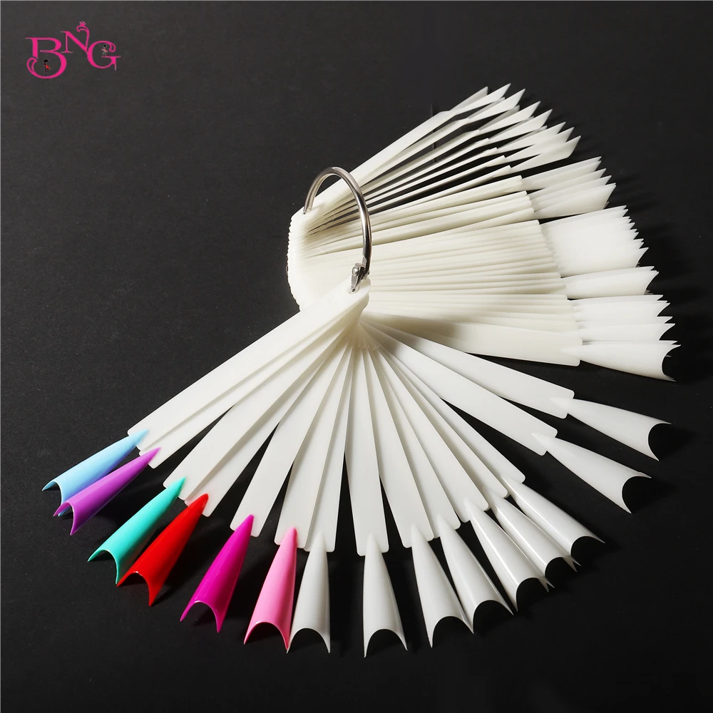 

100Pcs French False Nail Tips Clear Fan Nail Art Practice Display Polish Uv Gel Color Palette Card Display Manicure Tools
