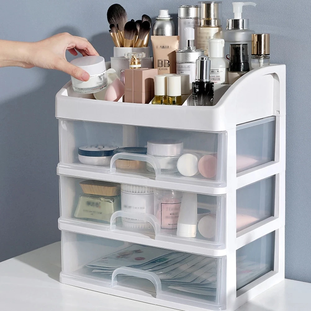 Caja organizadora de maquillaje, cajonera transparente, cómoda, estante para joyería y maquillaje