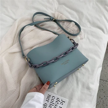 

2020 Fashion Chain Bucket Woman PU Leather Shoulder Bag Solid Letter Composite Bag Black Crossbody Versatile Purses And Handbags