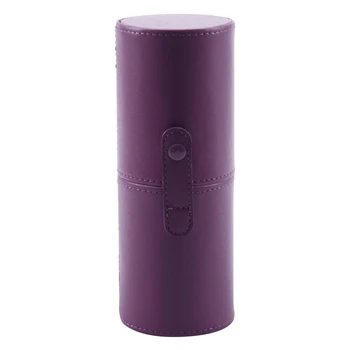 

Leather Cosmetic Cup Case Makeup Brush Pen Holder Empty Storage Box Organizer, Purple