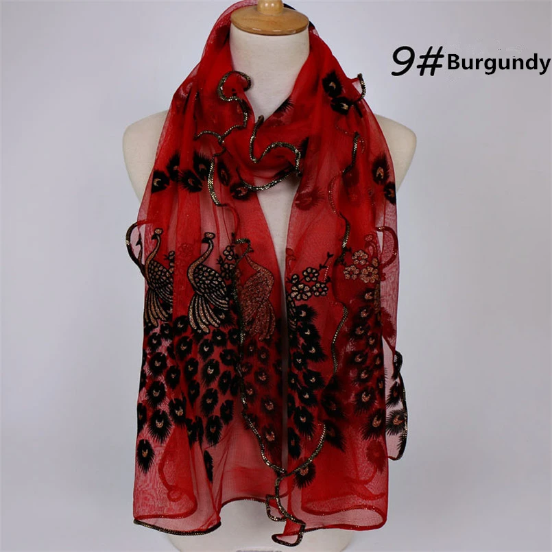 Novelty-Stamping-Gold-Lace-Edging-Tulle-Peacock-Scarf-Luxury-Long-Flocking-Red-Purple-Scarf-Classic-Female