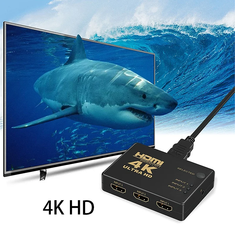 HDMI коммутатор 3 в 1 поддержка 4K Full HD 1080P 3D Инфракрасный пульт дистанционного