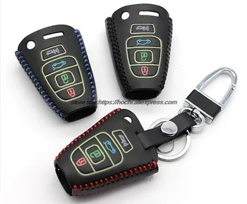 Luminous Leather car key cover case key ring Fashion car key cover case for Hyundai  Veracruz villa