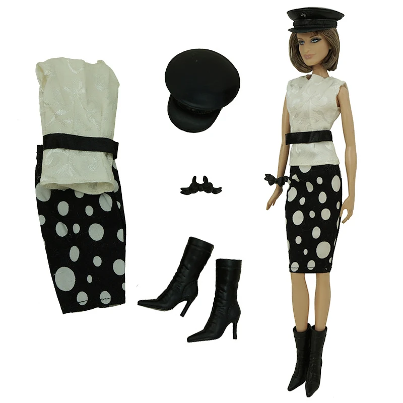 Fashion Outfits For Barbie Doll Clothes Set For Barbie Shirt Pants Shoes Glasses Crown Purse Hat Toys 1/6 Dolls Accessories