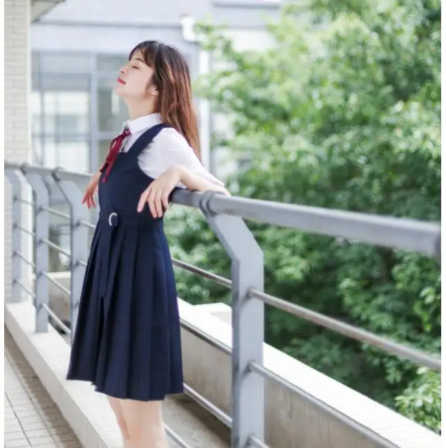 Школьная форма, рубашка с короткими или длинными рукавами и платье-жилет, высокое качество, японский консервативный стиль, униформа для