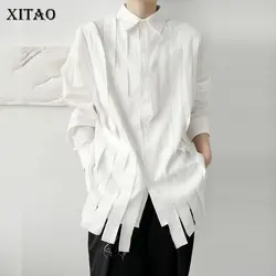 Xitao blusa com borla branca, moderna, manga longa, 2020, outono, plissada, pequeno, fresco, casual, estilo solto, camisa zp2055