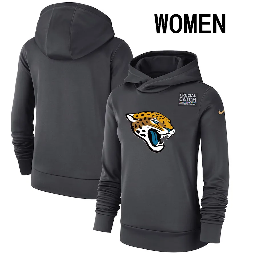 Jacksonville Мужская и Женская толстовка Jaguars Crucial Catch Performance Американский Футбол Толстовка Антрацит