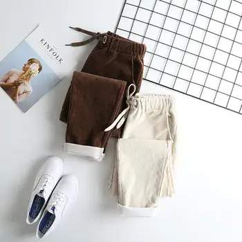 

Plus Velvet Thicken Corduroy Pants Women Loose Autumn Winter Warm Corduroy Pants Casual Streetwear High Waist Pants Women Q1926