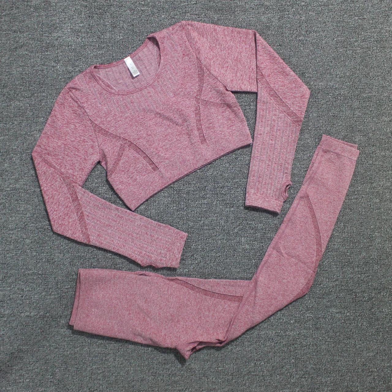 Женский спортивный костюм для йоги из 2 предметов короткий топ с длинным рукавом