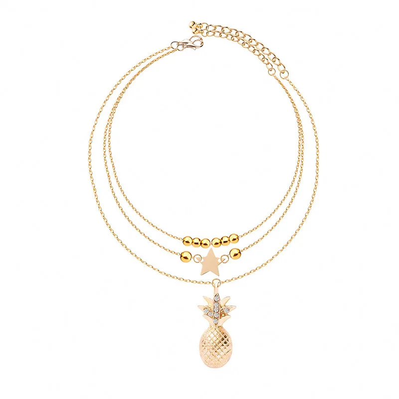 

Fashion New Multilayer Anklets Foot Chain Star Bead Pineapple Pendant Anklet Bracelet for Women Bohemian Jewelry