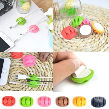 

3 Holes USB Cable Organizer Wire Winder Headphone Earphone Holder Mouse Cord Silicone Clip Phone Line Desktop Management