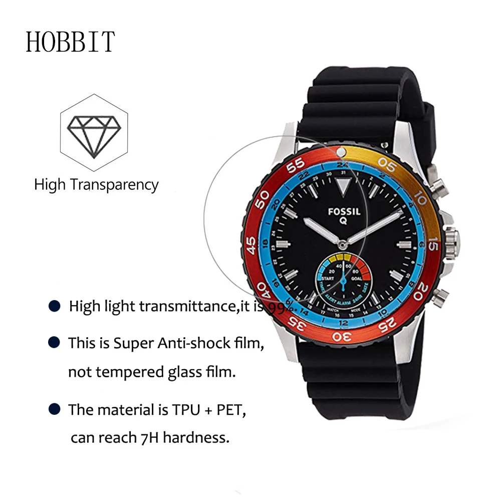 3 шт. в упаковке для Fossil Q Crewmaster Gen 2 7H Взрывозащищенный протектор экрана высокой четкости анти-шок Смарт-часы ЖК-пленка для кожи