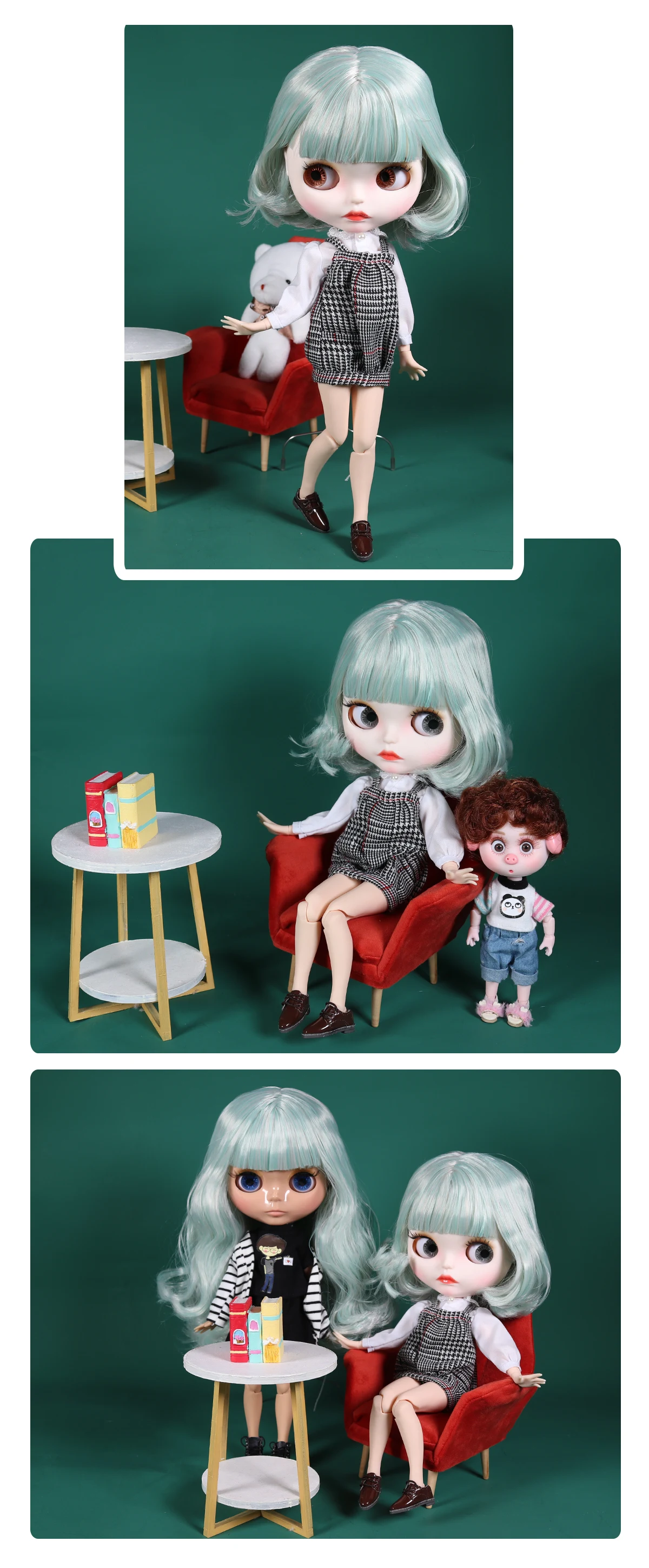 Neo Blythe Doll with Multi-Color Hair, White Skin, Matte Pouty Face & Custom Jointed Body 1
