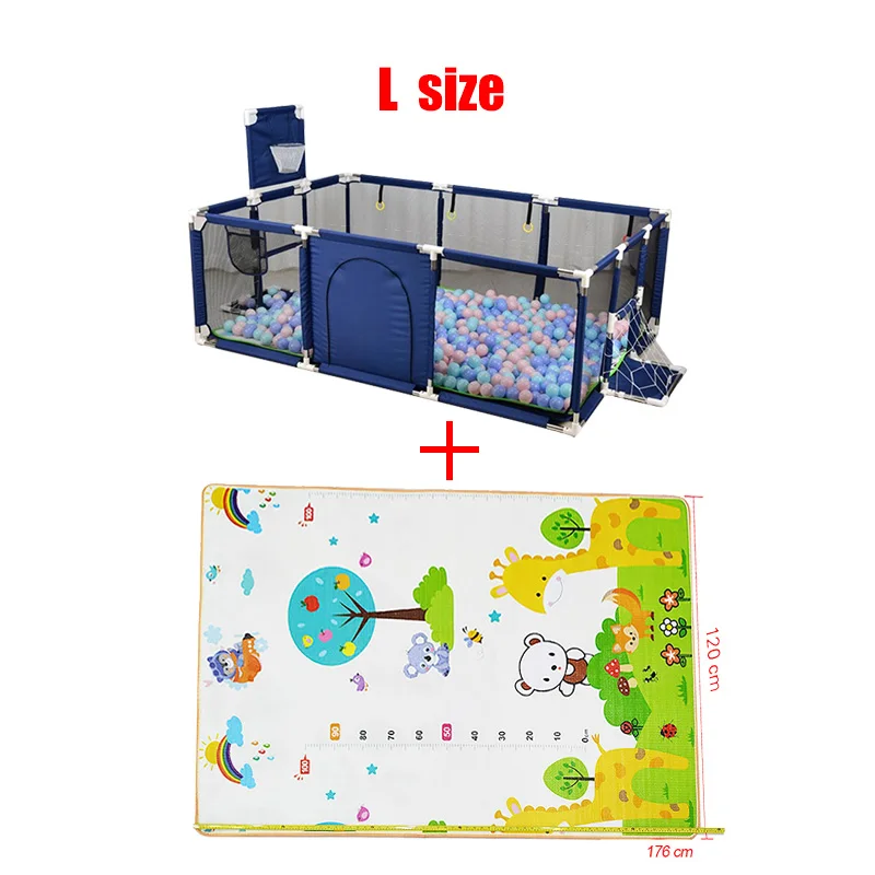 IMBABY детский бассейн с шариками, детский манеж для новорожденного, бассейн с шариками, бассейн с игровым ковриком, детский забор, манеж, детские палатки - Цвет: Blue Rectangle