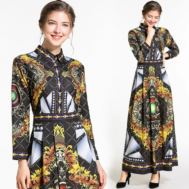 

High-end Positioning Floral Printed Dress 2019 Spring Europe And America Fashion New Style Versatile Slim Fit Waist Hugging Slim
