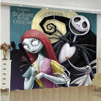 

Anime The Nightmare Before Christmas 2 Panels/Set Curtain Block out Fabric Drapes Thermal Insulated Window Curtains Living Room