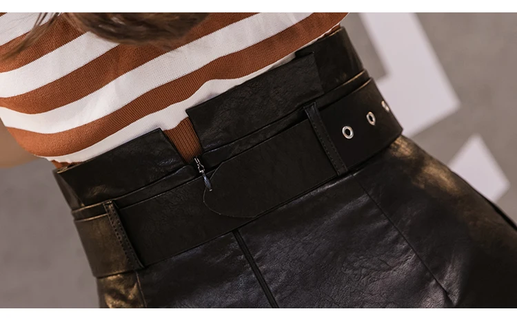 Pengpious модные новые шорты из полиуретана для модных леди PU Короткие брюки без ремня на молнии сзади
