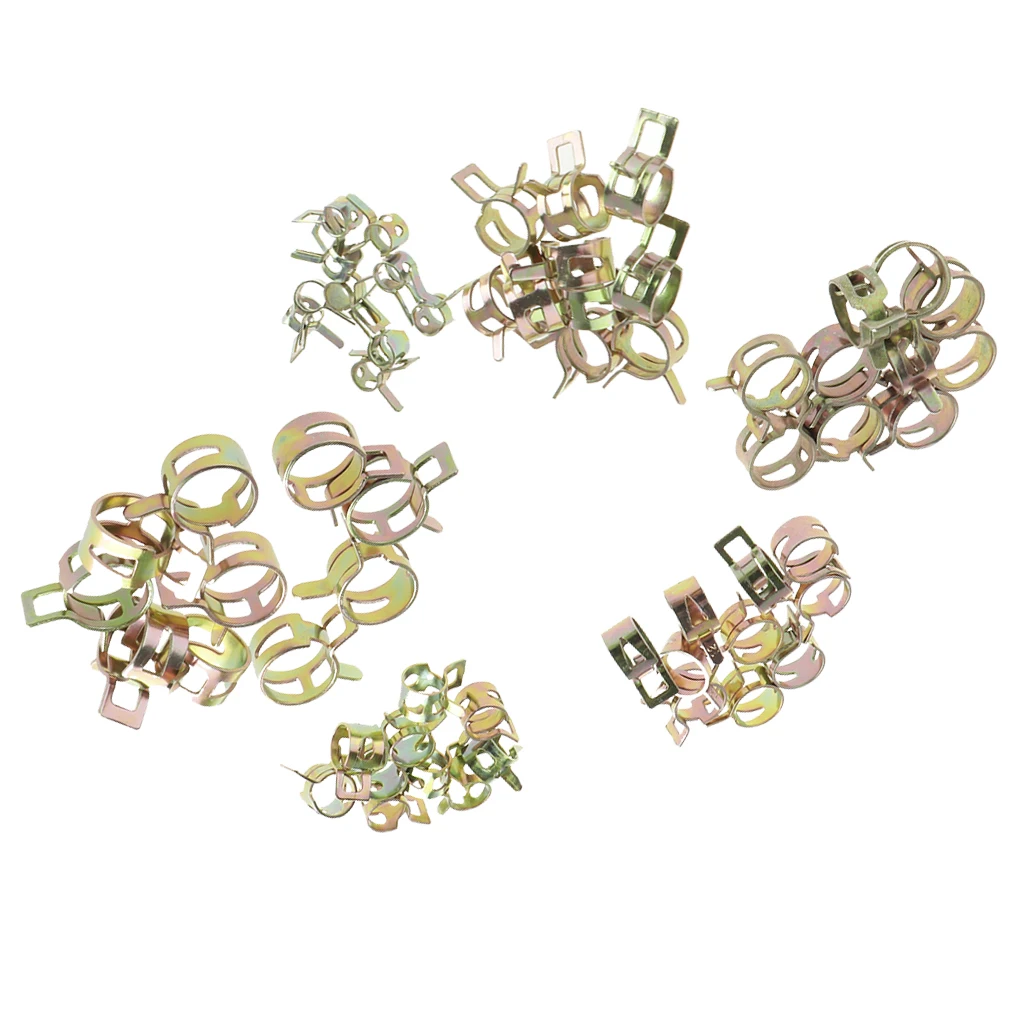 60Pcs Spring Band Type Clips Air Hose Tube Pipe Hose Clamp Fasteners 6-15mm