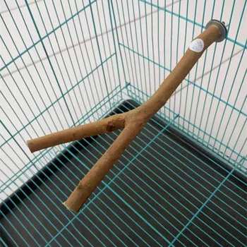 

New Arrivials Bird Toys 1Pc 28cm Pet Parrot Raw Wood Fork Tree Branch Stand Rack Toy Hamster Branch Perches For Bird Cage