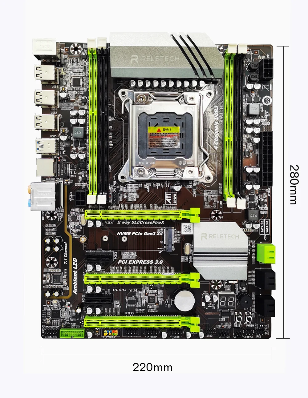 Материнская плата Reletech x79 turbo lga 2011 ATX USB3.0 PCI-E NVME M.2 SATA3 ssd 4xddr3 поддержка REG ECC память и процессор xeon E5
