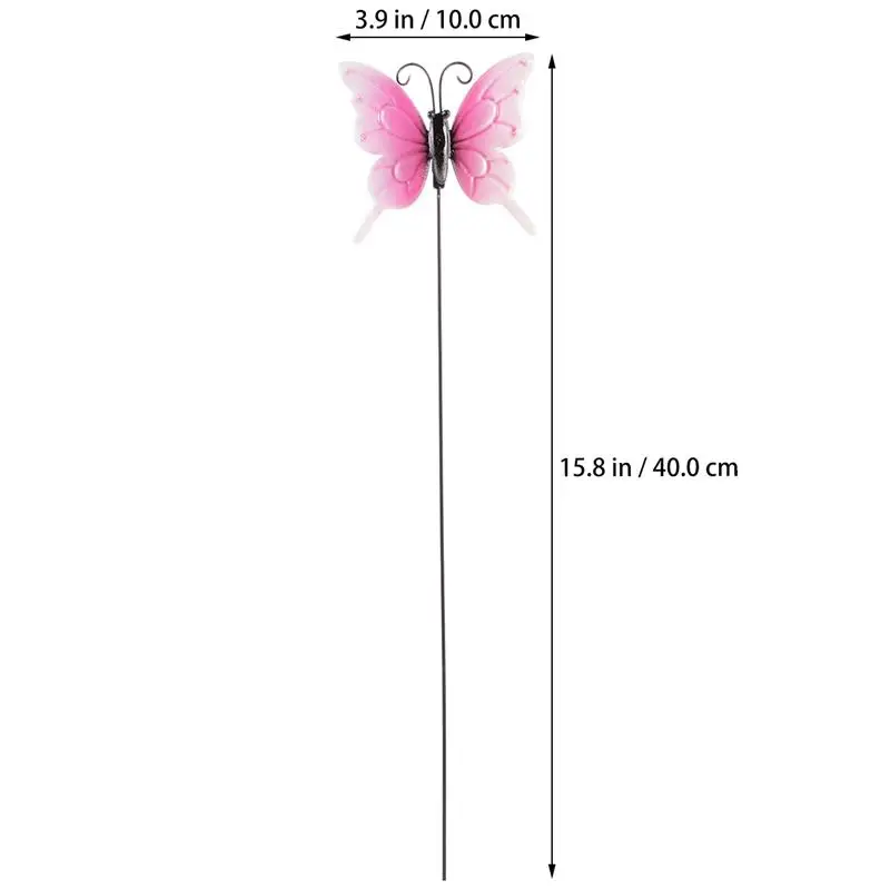 1pc Pretty Garden Plug-In Decor Butterflies Receptacle Stylish Metal Ornament Garden Yard Decor