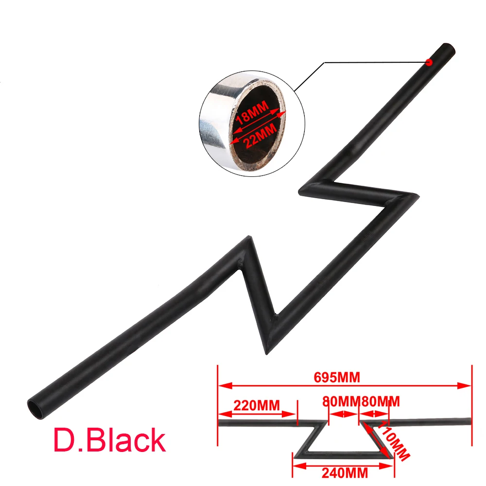 Хром Черный мотоцикл 22 мм 7/" 25 мм 1" Руль ретро ручка Z бар для Harley Touring Chopper Bobber Sportster 1200 883 - Цвет: D.Black 22MM