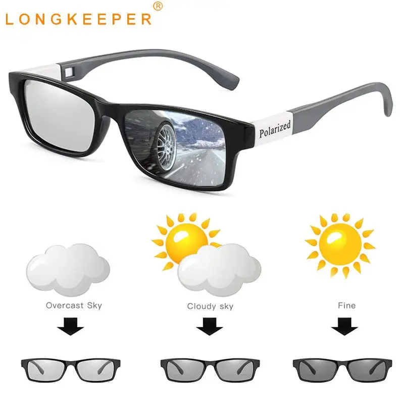Longkeperer фотохромные солнцезащитные очки мужские Поляризованные Хамелеон Солнцезащитные очки Мужские меняющие цветные очки прямоугольные очки для вождения UV400