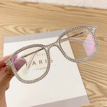 

2021 Luxury Gold Rhinestone Round Sunglasses Women Vintage Sun Glasses Men Metal Clear Eyewear Oculos Lentes Gafas De Sol UV400