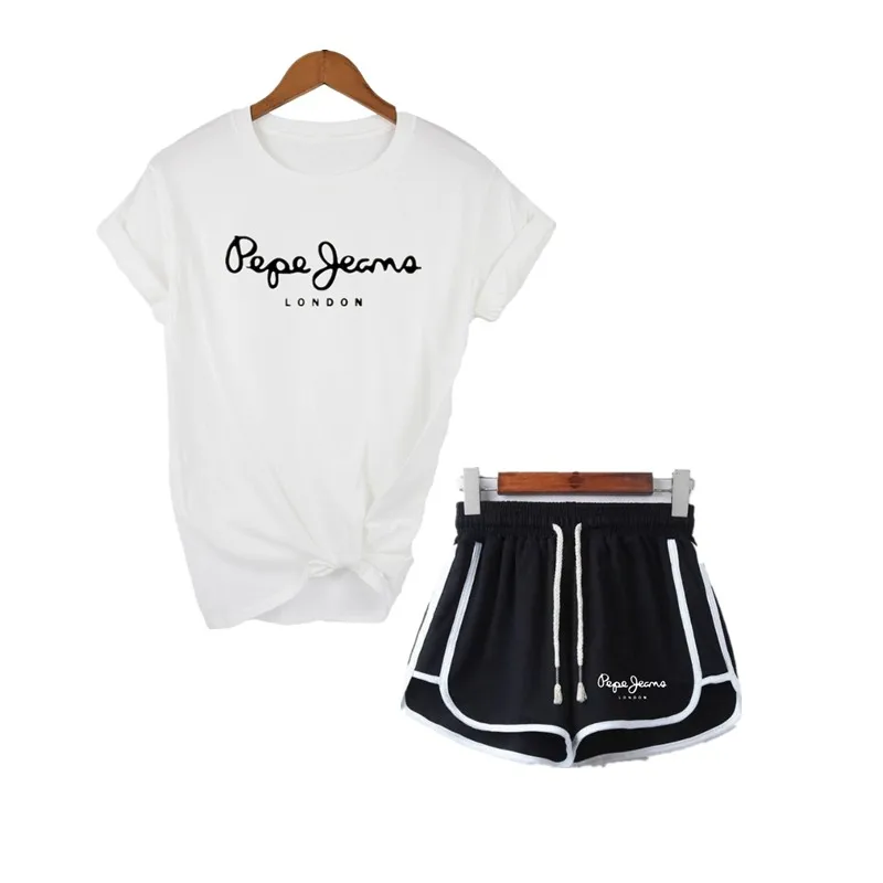 

Tees Women T Shirt Print Letter T-shirt Casual White Black Pink Short Sleeve Cotton Tops 2019 Spring Summer Luxury Brand+shorts