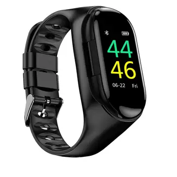 

T88 Dual Bluetooth 4.2 Earphone Smart Bracelet Heart Rate Blood Pressure Tracker Smart Watch Men For IOS Android Phone