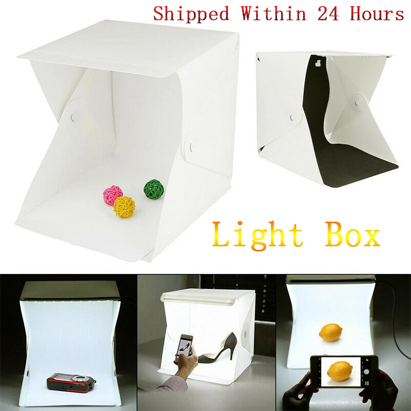 

24cmPortable Mini Folding Lightbox Photography Studio Softbox LED Light Room Soft Box Camera Photo Background Box Light Tent Kit