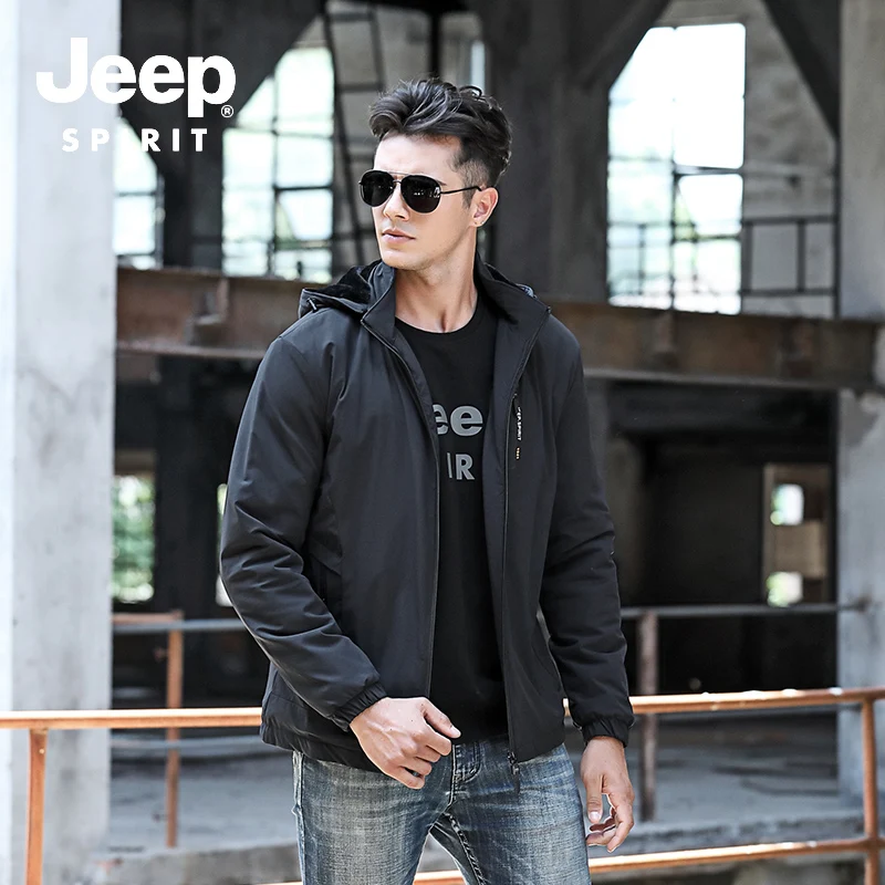 JEEP SPIRIT/Высококачественная зимняя куртка для мужчин; модная флисовая куртка с капюшоном и воротником; шерстяная ветровка; зимнее пальто; Мужская M-4XL верхняя одежда