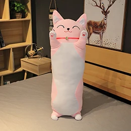 Lucky Cat, длинная игрушка для кошки, мыши, мягкие животные, стоячий мультфильм, плюши, мягкая игрушка, спящий друг, детский подарок 65/90/100 см - Цвет: Pink Cat