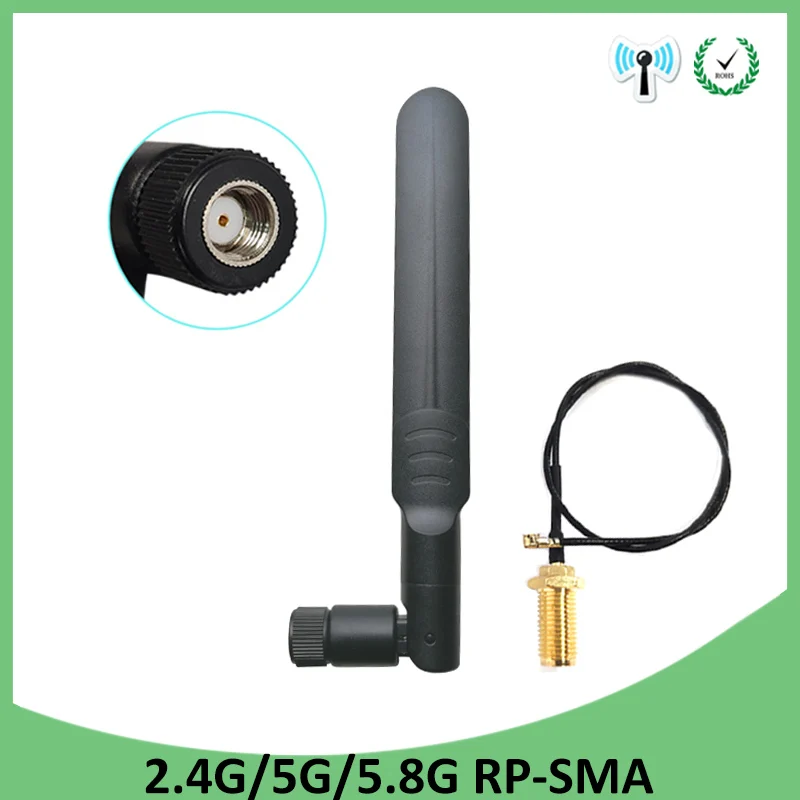 

2pcs 2.4GHz WiFi Antenna 5dBi RP-SMA Male Connector 2.4 ghz antena wi-fi Router +21cm PCI U.FL IPX to SMA Male Pigtail Cable