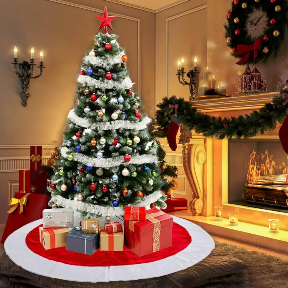 

122CM Oversize Christmas Tree Skirt Plush Traditional for Christmas Festival Decoration