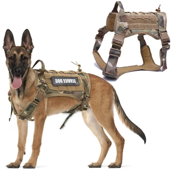 Tactical Dog Harness German Shepherd Pet Dog Harness Vest Nylon Bungee Dog Leash Harness For Small Large Dogs