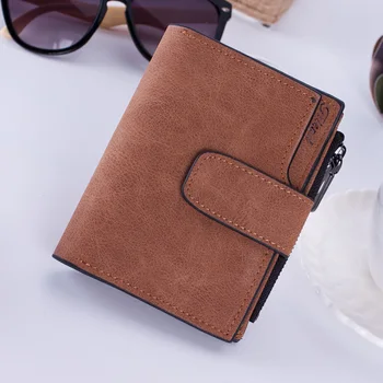 

Fashion Small Female Purse short purse Lady Letter Snap Fastener Zipper Short Clutch Wallet Solid Vintage Matte Women Wallet