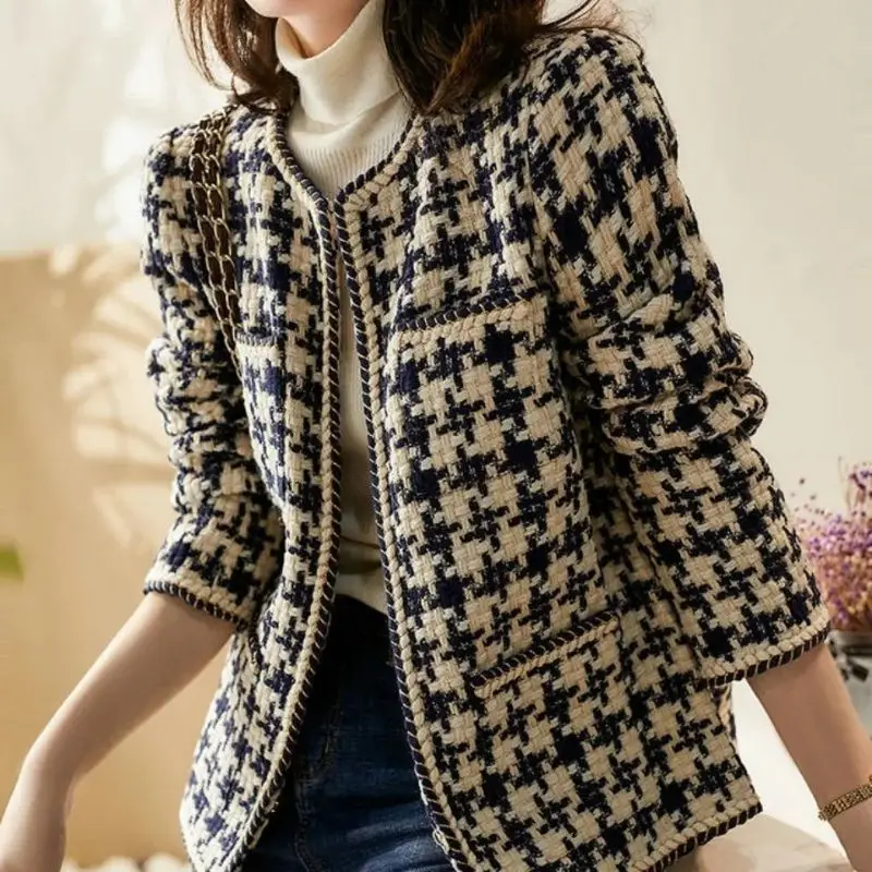 韓国デザイン ツイードジャケット JACKETコート 半袖 千鳥格子 org.jpg