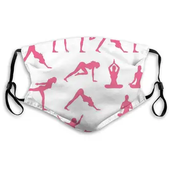 

NYF Pink Women Silhouettes in Different Yoga Positions Flexibility Aerobics Workout Stretchable Hiking Dustproof Breathing